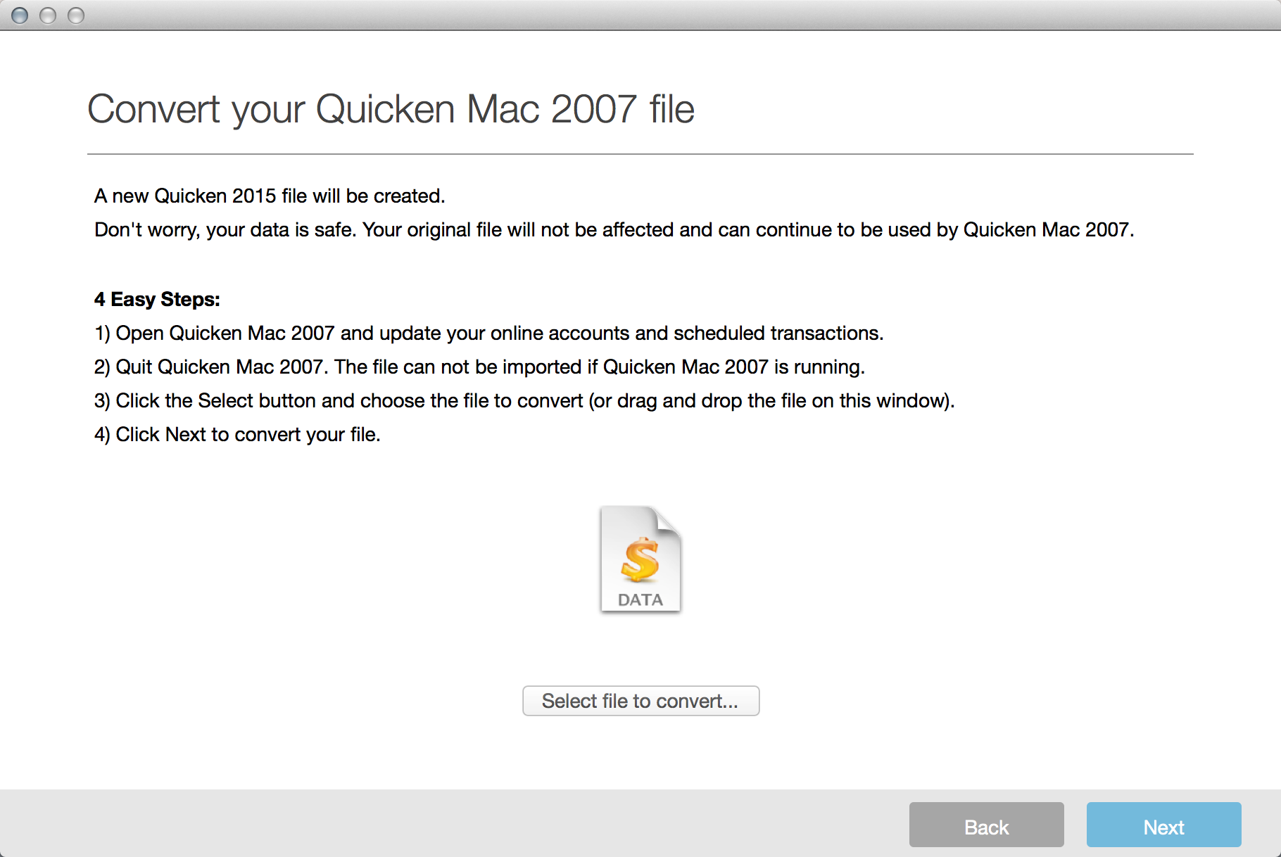 quicken 99 covert to quicken for mac